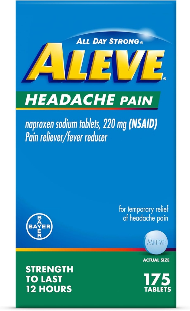 Aleve glavobol bolečine Reliever & zvišana telesna temperatura tablete, Naproxen natrij, za glavobol, bolečine zdravila za odrasle, glavobol bolečine tablete olajšave, 175 število