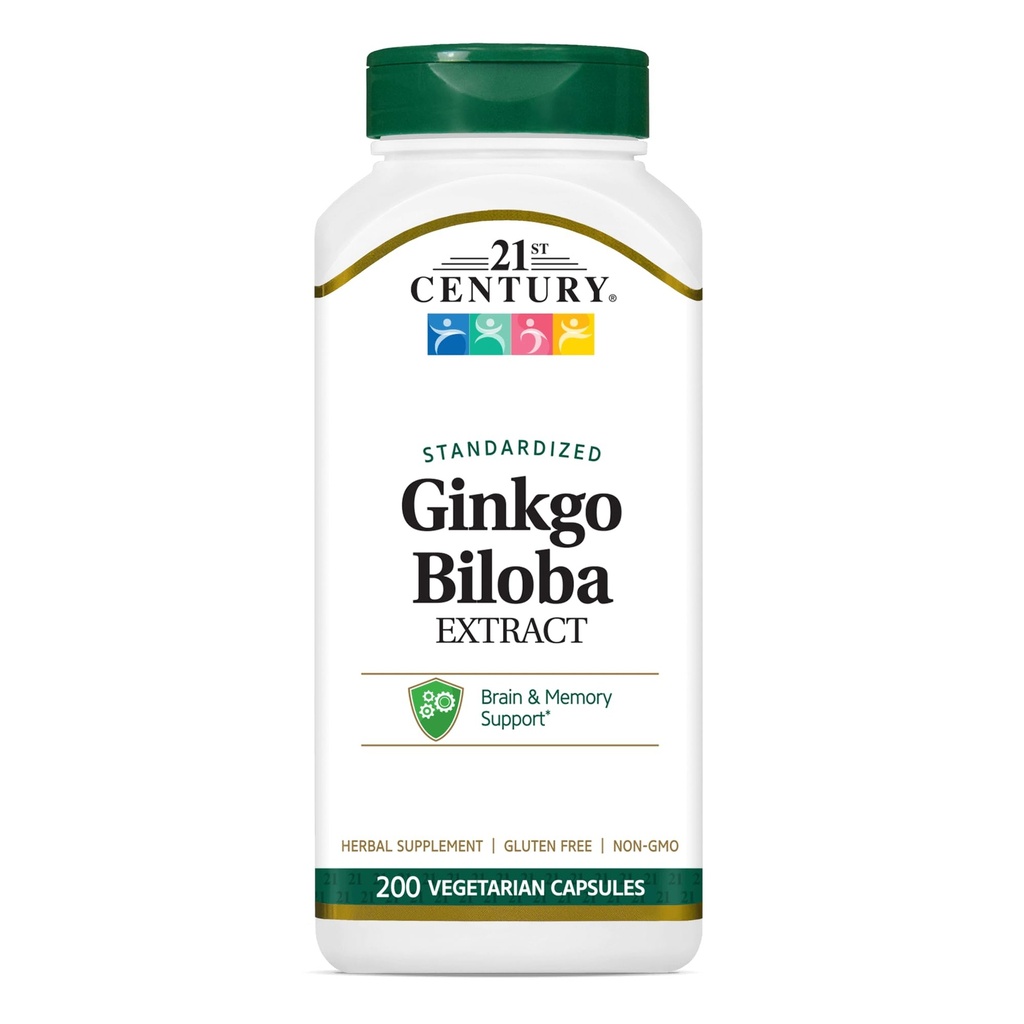 21. stoletje Ginkgo Biloba Extract Veg-Capsules, 200-Count (21687)