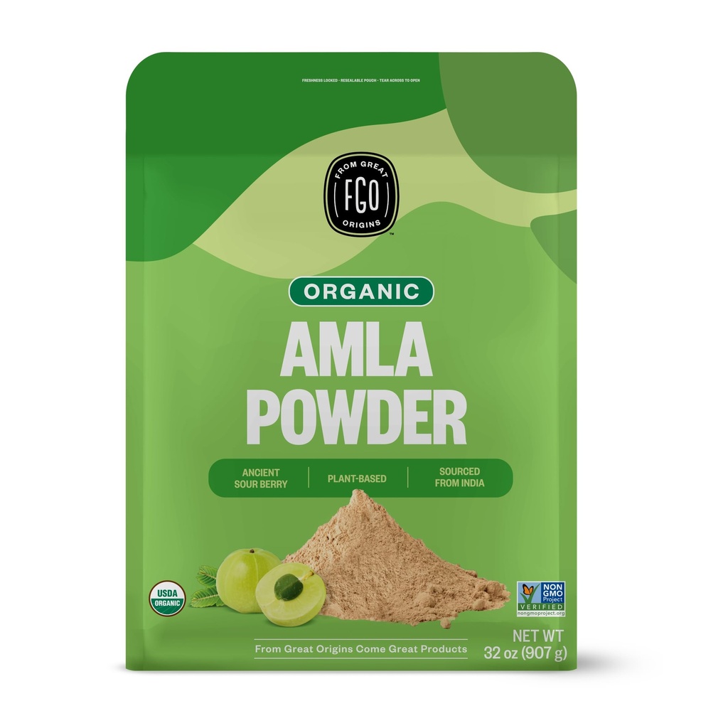 FGO Organic Amla Powder, 2 Pound / 32oz, USDA Organic Indian Gooseberry (Amalaki), Non-GMO, Naravni vitamin C - 100% Surove in naravne (Pack of 1)