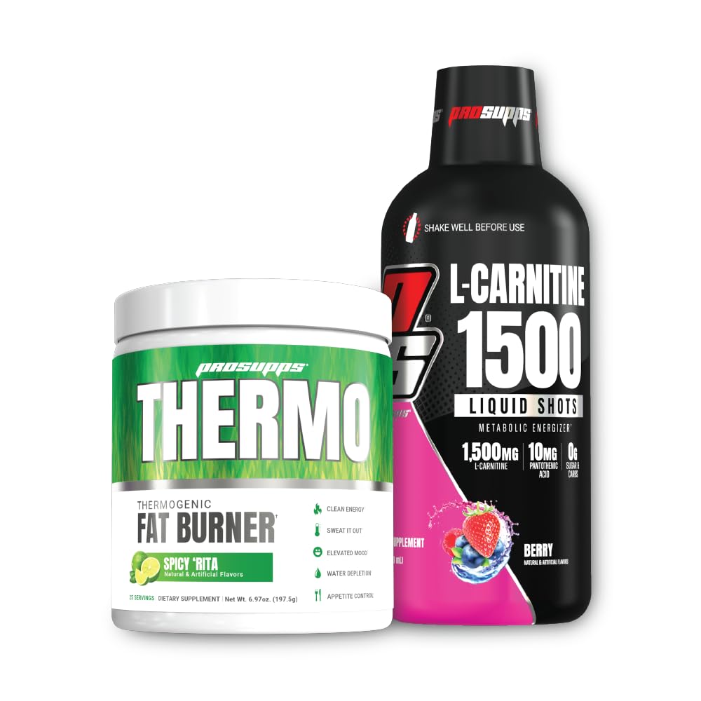 PROSUPPS Termogenski termogenski termogenski prah začinjena Rita in 1500 L-karnitina Berry - Upravljanje s težo in pred vadbo - Energija, Mood, Apetitni nadzor -