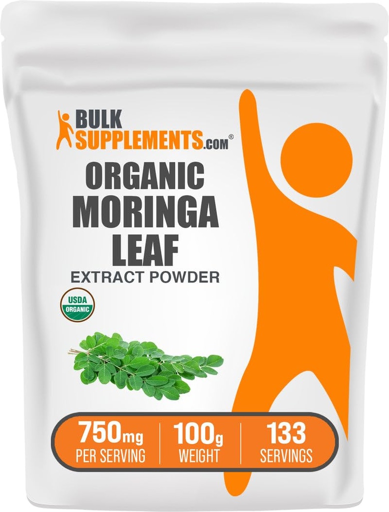 BulkSupplements.com Organic Moringa Extract Powder - Superfood Supplement, iz Moringa Oleifera - Vegan & Gluten Free, 750mg na Serving, 100g (3.5 oz) (Pack of 1)