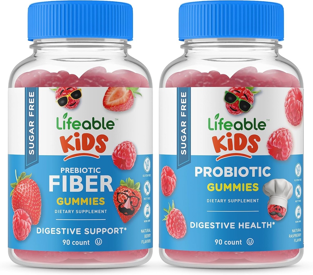 Življenjski sladkor prost Preciotične vlaknine Otroci + Probiotik + Prebiotične vlaknine Otroci, Gumies Bundle - Great Degustacije, Vitamin dopolnilo, Gluten brezplačno, GSO brezplačno, Žvečljivi Gummy