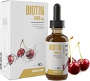 Maxler Liquid Biotin Kapljice - Vegan Biotin Vitamini za lase kože in nohtov - Biotin dodatek za presnovo ogljikovih hidratov, beljakovin in maščob - 6000mcg Biotin Liquid Per Serving - Cherry Flavor