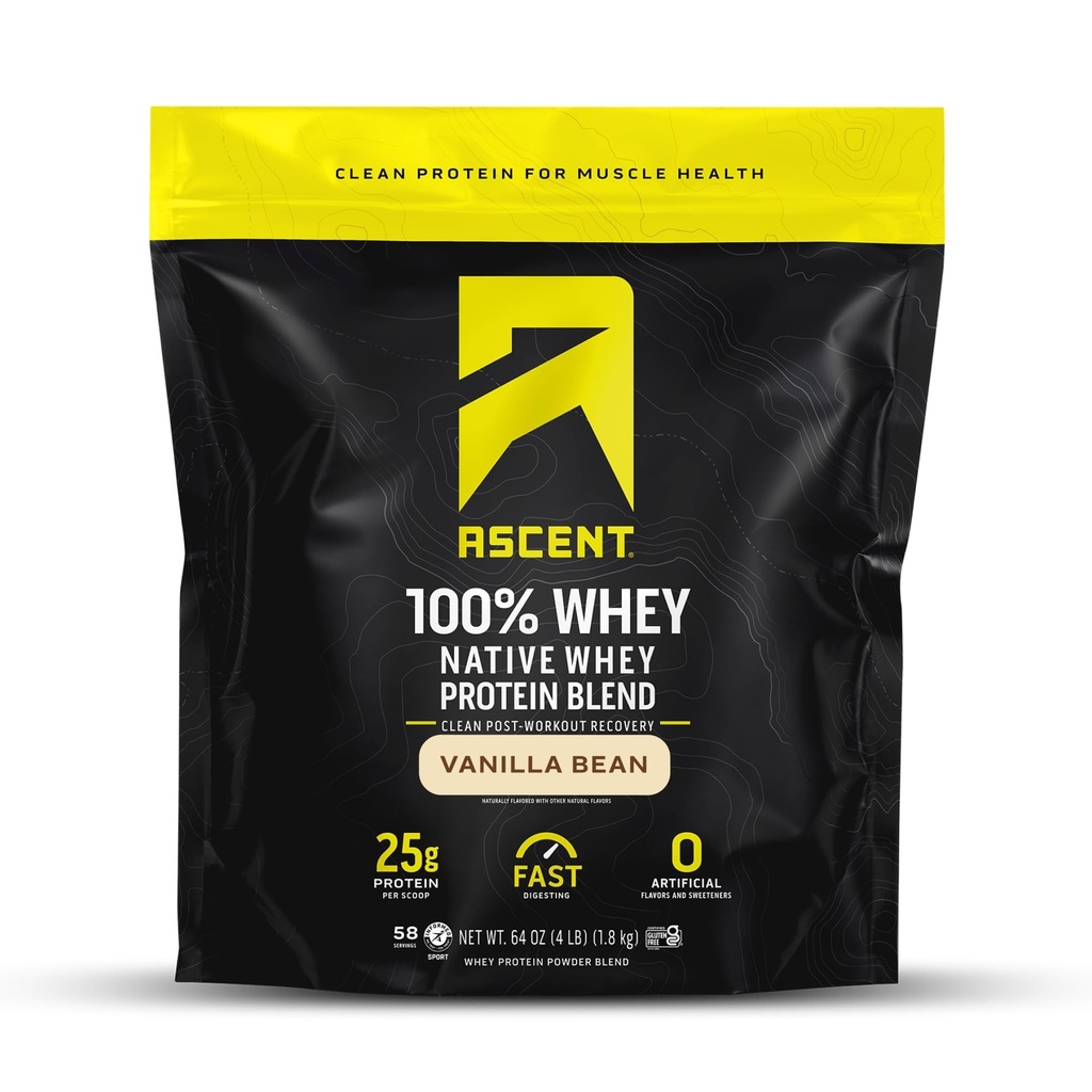 Donos 100% Whey, Native Whey proteini Mešanica - Čista post vadba regeneracija, Prebavljanje, Nič umetnih arom in sladil, Gluten Free, 5.5g BCAA, 2.6g Leucine, Vanilla Bean 4 lb.
