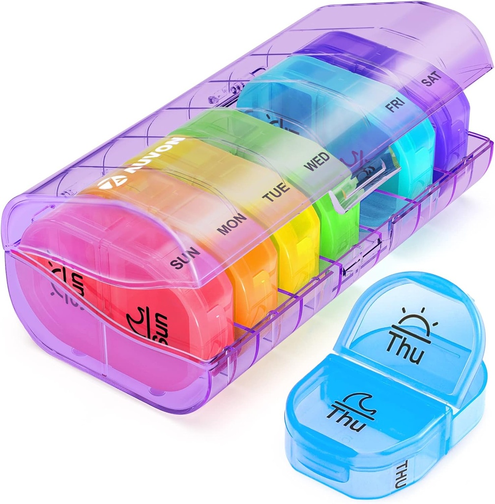 AUVON tablete Box 2 krat na dan, tedenske tablete Organizator AM PM s 7 Dnevni žepni primer za zadrževanje vitamina, zdravila, zdravila, in dodatek