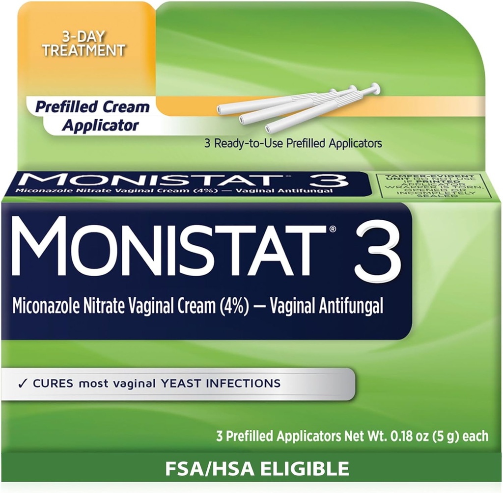 Zdravilo Monistat 3 dan Infekcijsko zdravljenje za ženske, 3 Mikonazol Predpolnjeni aparati za kremo, 1 pakiranje