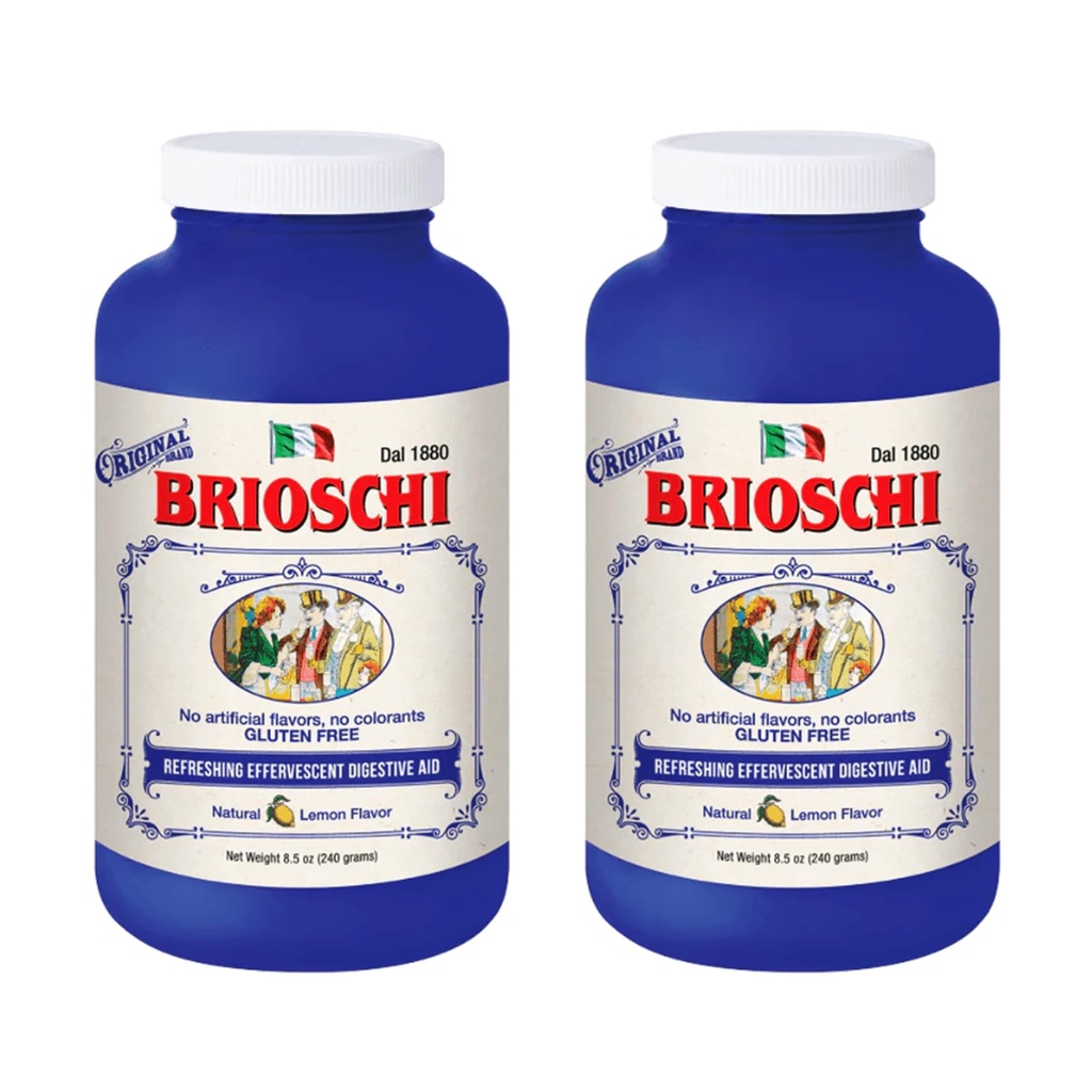 Brioschi italijanščina limona aroma šumeče zgage, vznemirjena želodčne težave, prebavne motnje kisline, 8,5 oz steklenička (Pack po 2)