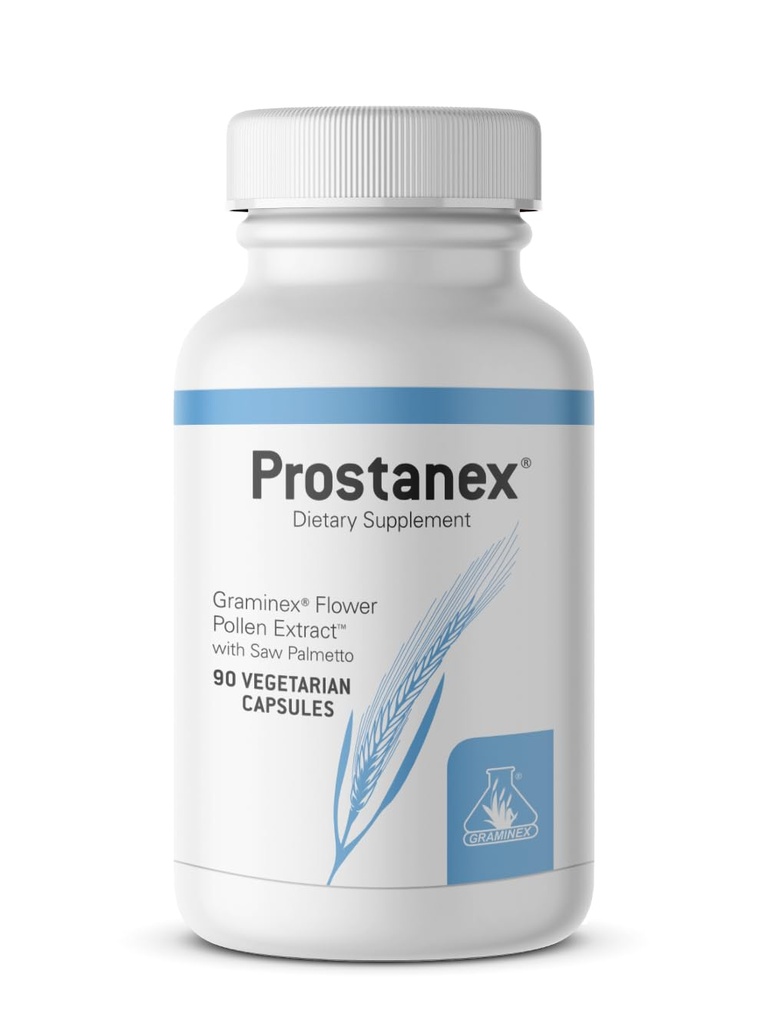 Graminex Prostanex - Prostata Health Supplement Flower Pollen Extract, Saw Palmetto - Podpora za Bladder Control & Sein Tract Health, Rye Pollen Extract Izdelano v ZDA, 90 Vegetarijanske kapsule