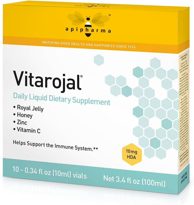 Vitarojal Royal Jelly - z medom, vitaminom C, cinkom - podpira vaš imunski sistem, & spodbuja naravno energijo in dobro počutje (10 Vial)