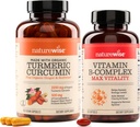 NatureWise Curcumin Kurkumin 2250mg & Vitamin B kompleks za ženske in moške - 150 Softgels celična energija mentalna jasnost podpora