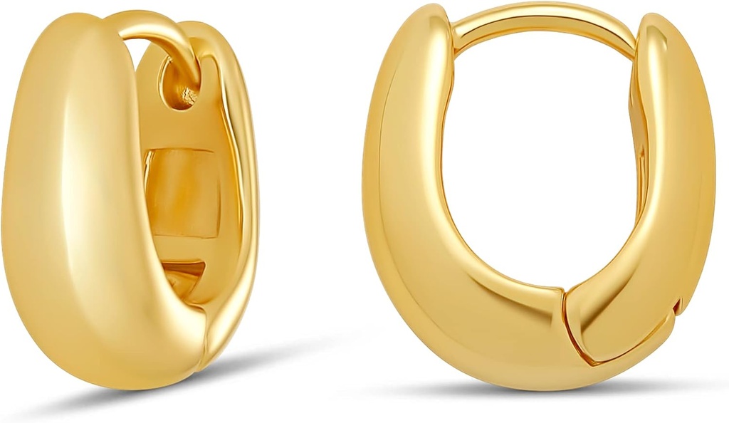Essentials 14K zlato ali Sterling srebro Plated Solzivec Huggie Hoop 12mm