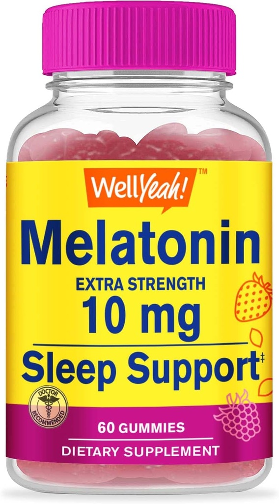 WellYeahe Melatonin 10mg Gumies - 2 Mesec dobave - Naravna izvor okus, brez zdravil Gummy dodatek - Gluten in želatina brezplačno, vegetarijanski - 60 Gumies
