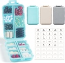3 Pack, 14 GRIDS potovalne tablete Organizator škatle z nalepkami - Travel Medicine Case Kit - Pocket Daily Lekarna Container - Travel Medicinal Holder Dispenser za ribje olje Vitamin dopolnilno shranjevanje