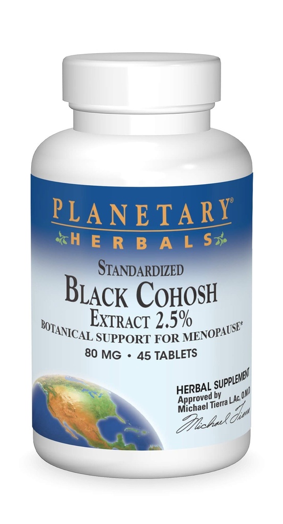 Planetarna zelišča Standardizirani črni Cohosh Extract 2.5 Tablete, štetje 45
