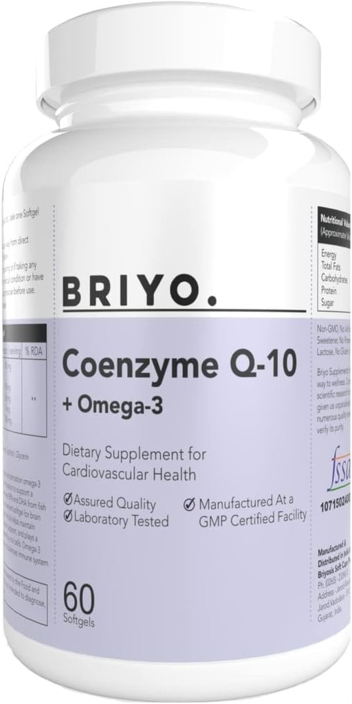 CoenzymeQ10 + Omega 3-150 mg Omega 3 + 100 mg Omegas 3 with Lycopene and Selenium for Heart Health, Cellular Energy, Antioxidant Support