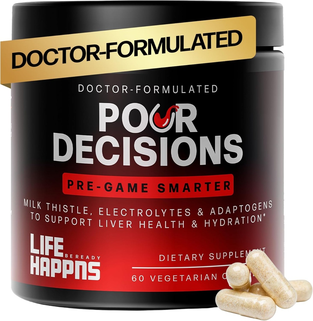 Life Happns Pour Over Jetra Health Supplement with Milk Thistle, Vitamin B6, Elektroliti - Podpira Hidracijo in okrevanje, 60 kapsul