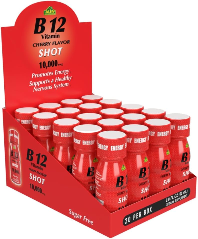 ALFA VITAMINS B12 Vitamin Shot z 10000 MCG najvišja jakost - brez sladkorja, kofein-brez - Energija Shot (2,0 FL OZ steklenica) 20 Pack