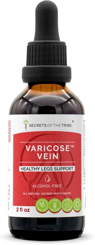 Skrivnosti plemstva Varicose Vein Alkohol-Free, Glicerit Butcher's Broom, Horse Chestnut, Bilberry, Cayenne, Gotu Kola, Grozd. Tinktura, Herbal Extract Zdrave noge Podpora 2 OZ