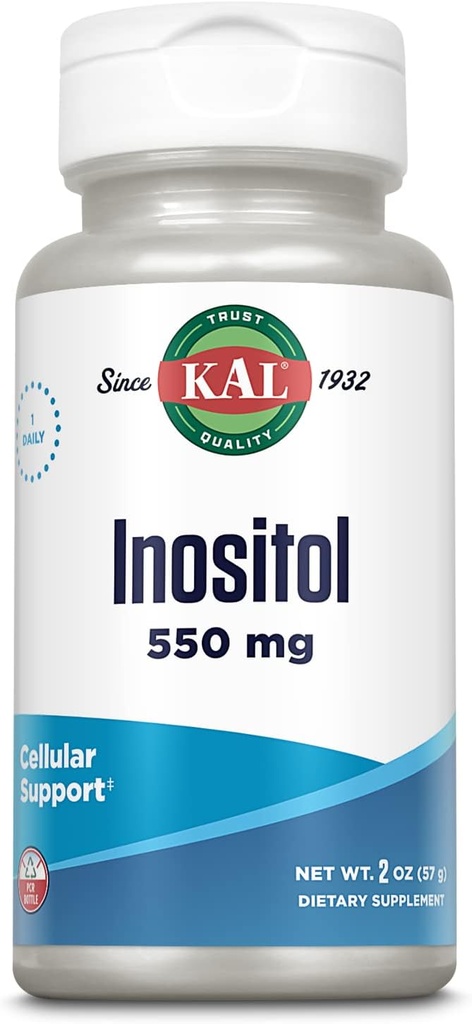 KAL Inositol Powder 550mg, Možgansko zdravje, Živčevje & Mood Podpora dodatek, Celularna zdravstvena podpora, Izboljšana absorpcijska formula, Enostavno za mešanje, Pribl. 102 Služabniki, 2oz