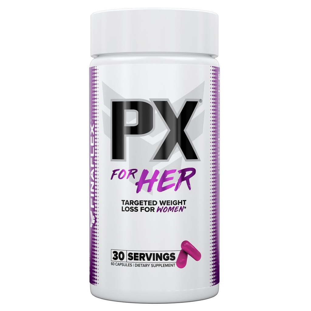 FINAFLEX PX za HER - 60 kapsul - izboljša termogeno presnovo s kofeinom, Ashwagandha & DIM - 30 servov