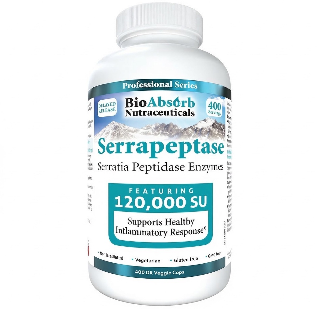 BioAbsorb Serrapeptase dodatek 120000 SPU, visoke jakosti, zamude pri sproščanju