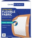 Care Science Fabric Adhesive Pad Bandages, 3x4 palcev Ekstra velike fleksibilne Ne-Stick Strip, pomaga preprečiti okužbo, dihalno zaščito, za prvo pomoč in nego ran, 30 Count