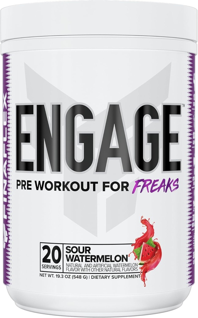 FINAFLEX Zaženite pred vadbo, Sour Watermelon - Vlak močnejši, Daljši & Močnejši - Vključuje Kreatin, Beta-Alanin, Alpha GPC, Citrulin & Caffeine - 20 Servingov
