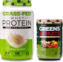 Nutrologija Zelena in sadje v prahu Naravno pridobljena superhrana, Vanilla Cimet (30 obrokov) Grass Fed Whey Protein Powder, Vanilla sladoled Flavor (28 obrokov)