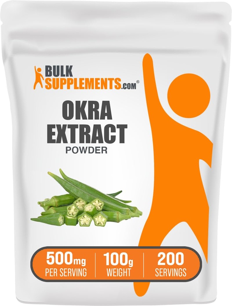 BulkSupplements.com Okra Extract Powder - Okra dodatek, Vir fiber, Zeliščni dodatek - Vegan & Gluten Free, 500mg na Serving, 100g (3.5 oz) (Pack of 1)