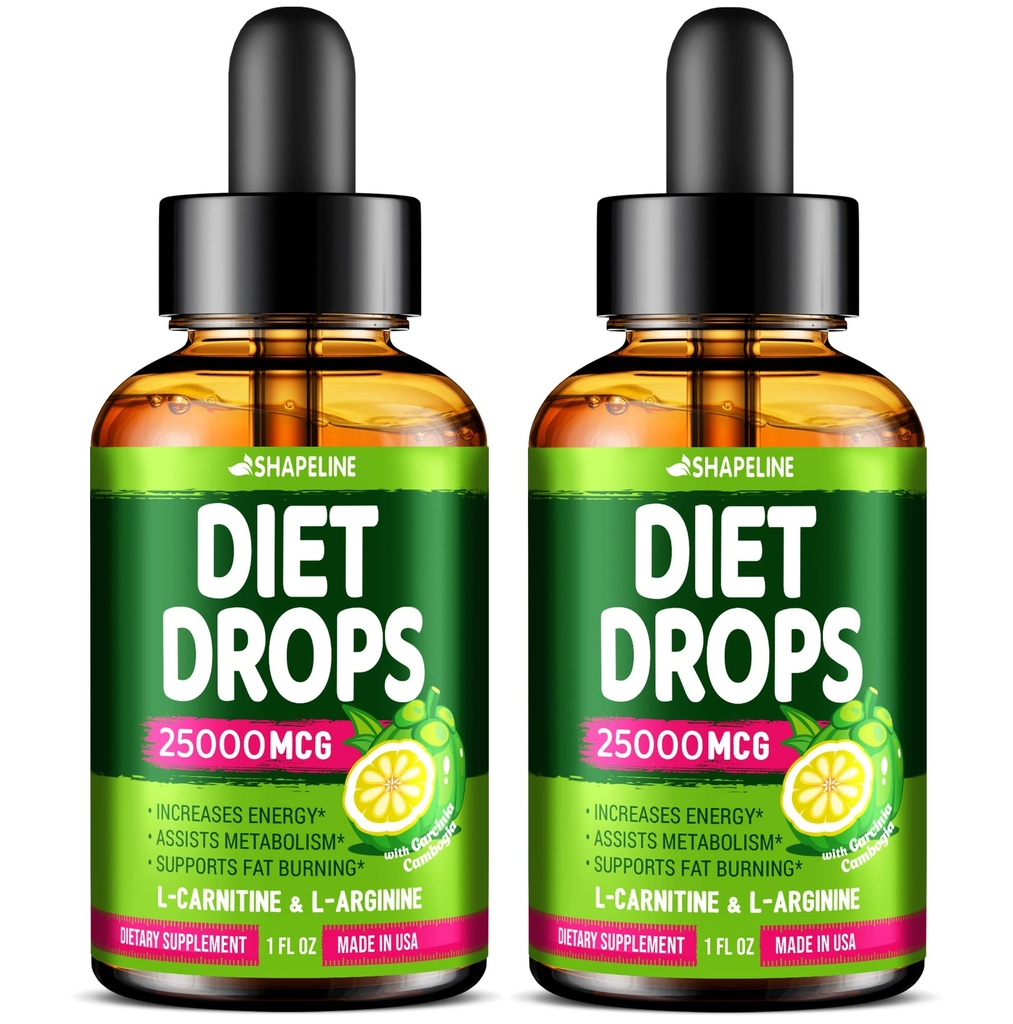 (Pack of 2) Diet kapljice - Made in USA - Apetite Supresiven za ženske in moške - naravni metabolizem Pospeševalec - Diet kapljice z Garcinia Cambogia, L-arginin in L-glutamin 1 Fl Oz