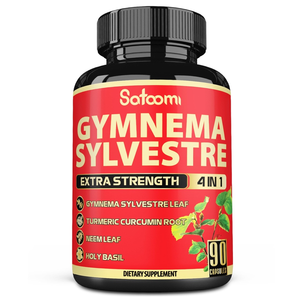 Satoomi Pure Gymnema Sylvestre kapsule Extract - 90 kapsul za 3-mesečno - v kombinaciji z Neem Leaf, sveti Basil & Kurkumin koren