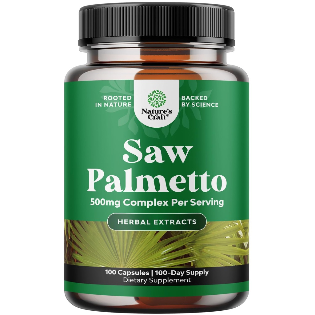 Ekstra moč žaga Palmetto Extract - Napredni zeliščni kompleks za zdravje las in urinsko podporo z rastlinskimi steroli in Flavonoidi - Potent zeliščni dodatek s 500mg na serviranje - 100 kapsul