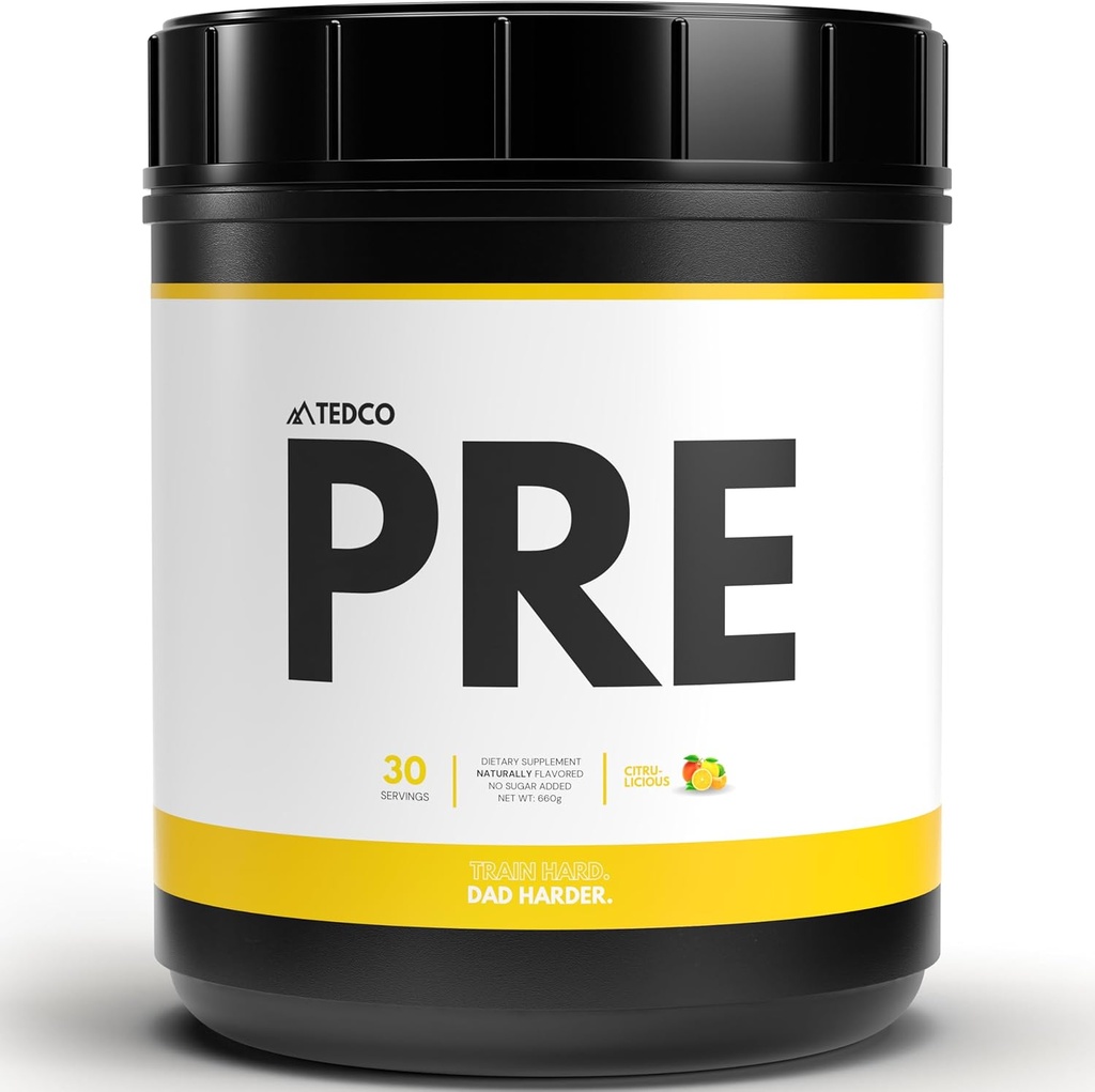TEDCo Pre Workout Powder - vse naravne Preworkout za moške, nič umetnih sladil - BCAA, Kreatin, Beta Alanin, L-Citrulin - 30 Polna strežba (Citrulicious)