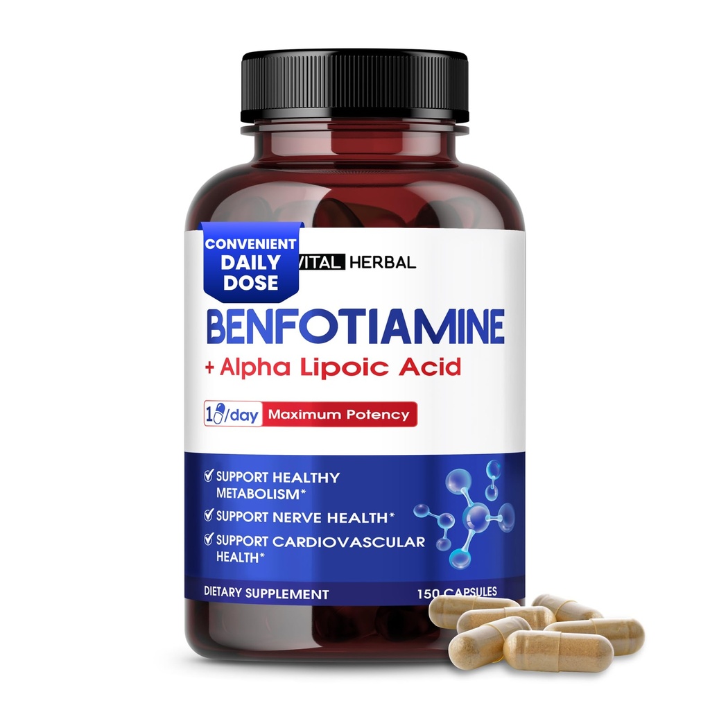 VITAL HERBAL liposomski benfotiamin z alfa lipoično kislino - Največja moč - podpora zdrava Presnova - Izdelano v ZDA