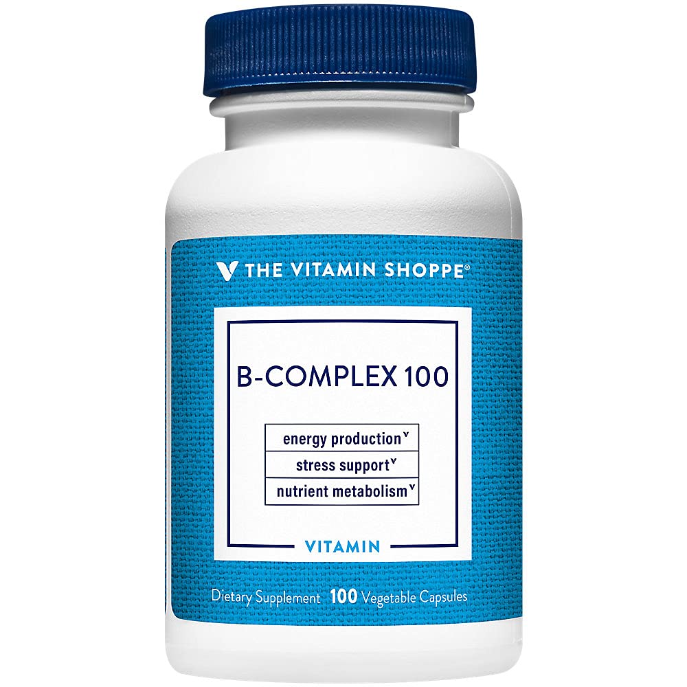 The Vitamin Shoppe B Complex 100 – Podpira proizvodnjo energije, delovanje živčnega sistema in presnovo hranil – odličen vir B1, B2, B6, B12, Niacin, Folna kislina in Biotin (100 Veggie Caps)