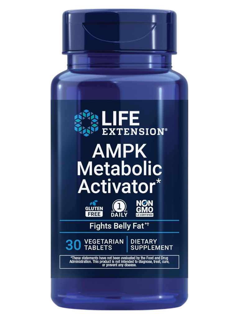 Life Extension AMPK Metabolični aktivator*, Hesperidin, G. pentafilum, Boj nezaželena Belly Fat, Ciljna skupna maščoba, Gluten-free, Vegetarian, 1- dan, Non-GMO, 30 tablet
