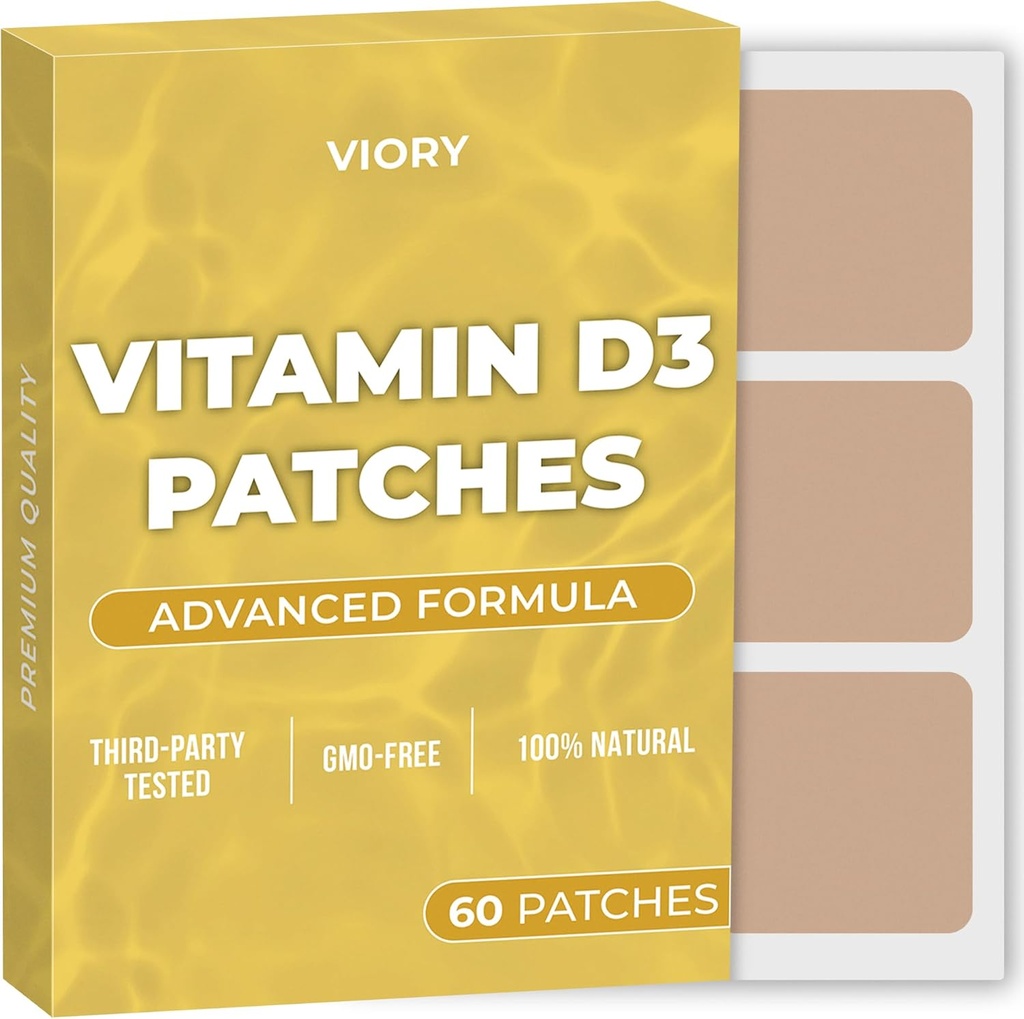 D3 obliži (Pack of 60) - 100% naravna D obliž za ženske in moške - s kalcij, magnezij, K2 - Imunska in telesna podpora - Izboljšana formula
