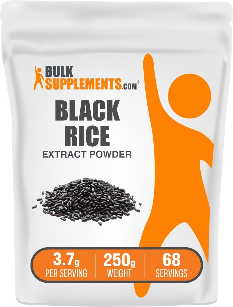 BulkSupplements.com izvleček črnega riža v prahu - črni riž v prahu, Gluten brez dodatka - nearomatiziran, 3,7g na serviranje, 250g (8,8 oz) (Pack of 1)