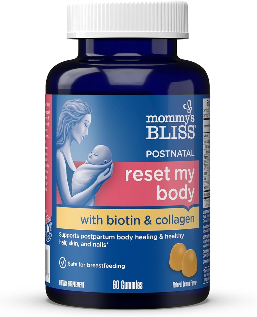 Mamina Bliss postnatalna podpora Energija in regeneracija Gumiji z Biotin & Collagen: Zdravljenje in skupno zdravje, Lasje, kože in nohti Vitamin, Gluten brezplačno, 60 Gummies (30 strežnice)