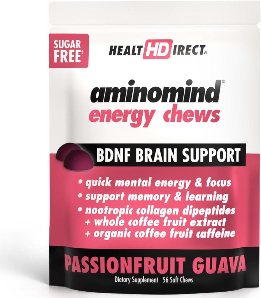 ZDRAVSTVENA NEPOSREDNA - AminoMind Energy Chews - Pasijonka Guava - 56 Chews - Optimalna kognitivna funkcija
