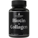 Biotin in kolagen dodatek – 10.000mcg Biotin + goveji kolagen za Thining & Brittle lase. Napredni 2-v-1 vitaminski kompleks. Podpira Thicker, bolj zdravo rast las za ženske, moški
