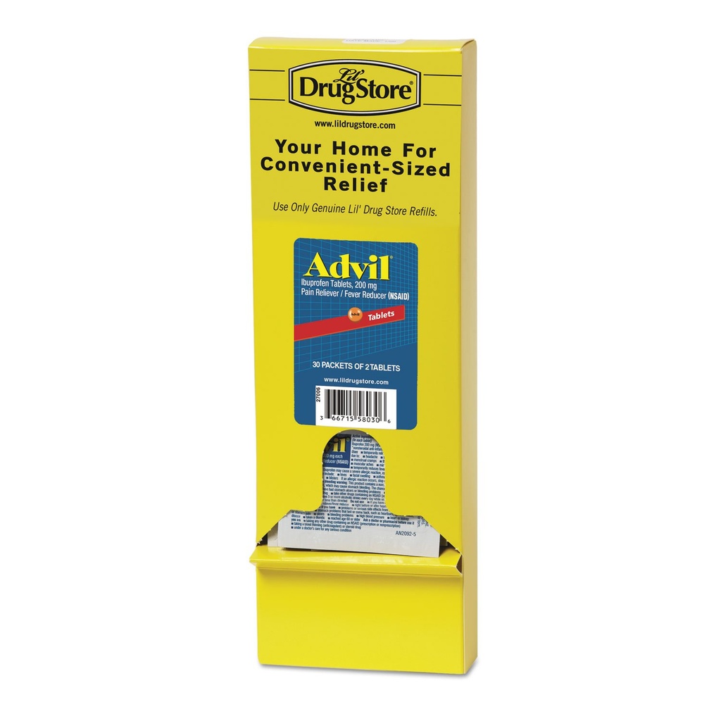 Advil Ibuprofen tablete, 200 mg, Ponovno polnjenje pakiranje, dve tableti/paket, 30 paketov/box