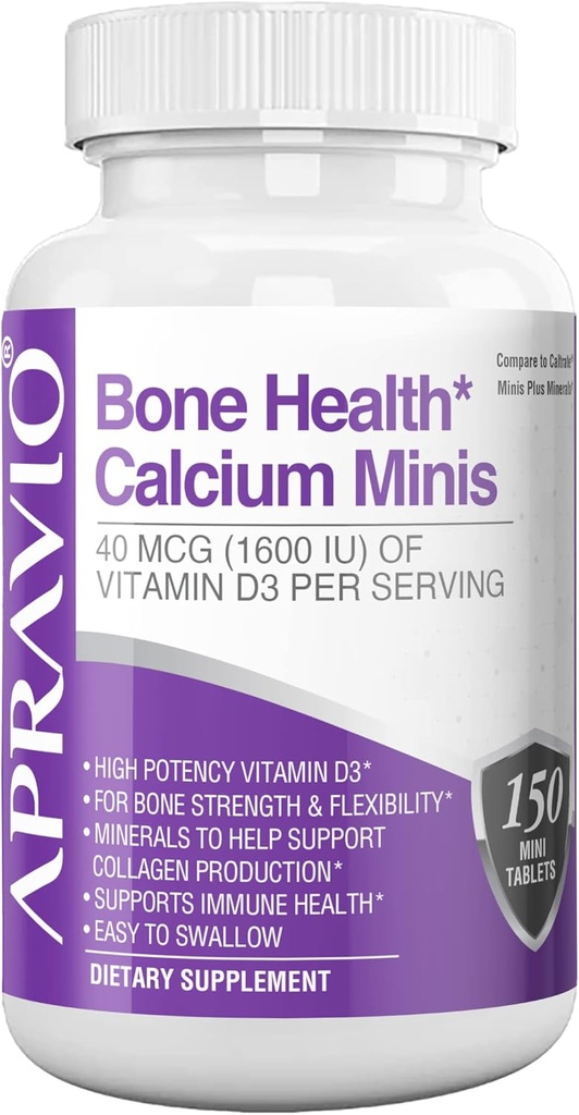 Zdravje kosti Kalcij Minis tablete, kalcij dopolnila w/vitamin D3, magnezij, cink, baker, mangan, Minerali za pomoč podporo kosti moč, kolagen proizvodnje, imuno zdravje,150ct