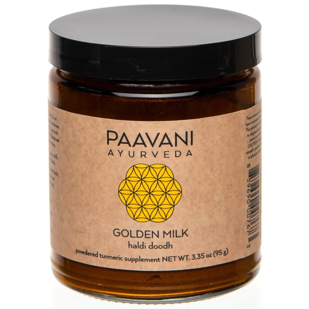PAAVANI Ayurveda Golden Milk - Izdelano v ZDA - Ayurvedic Turmeric & Ashwagandha Mešanica - V prahu dodatek - Haldi Doodh - 100% Organic - 38 Servings