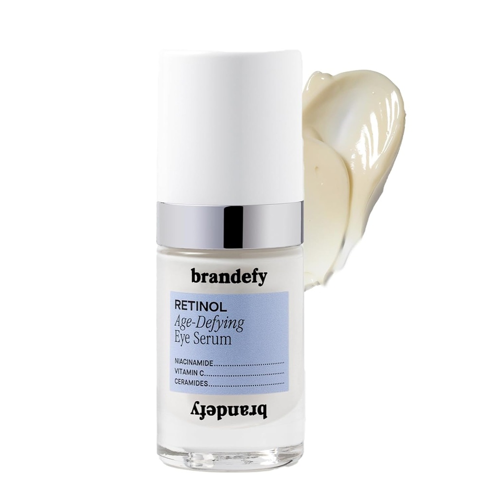 Brandefy Retinol + niacinamid Anti-Aging Eye Serum - pod očesno kremo za temne kroge in gube - Peptide, kofein, Vitamin C E krema za oči - Izdelano v ZDA (O.5 Oz)