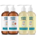 Happy Cappy Daily Medicated Shampoo and Body Wash Bundele - Baby Prhljaj Šampon, Pomaga Zibka Cap in Seborrheic Dermatitis, Zmanjša rdečino, Dermatolog Tested, Fragrance-free - 4 kosov