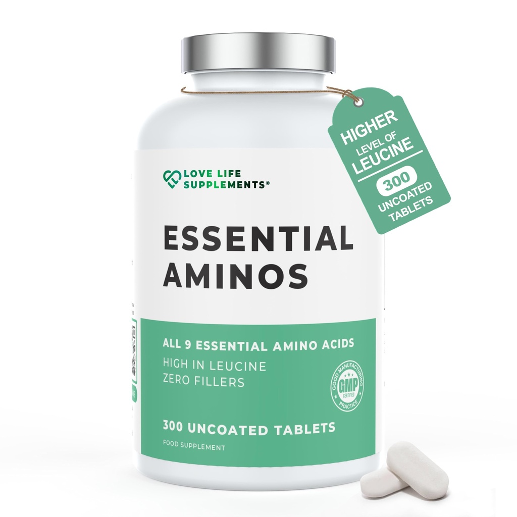 Essential Aminokisline - 300 Enostavno za pogoltniti tablete / 60 Serving - vseh 9 EAA Aminokisline z vsemi 3 BCAA Plus 6 Več EAA za izgradnjo in popravilo mišic, 5-10g na serviranje, visoko v levcinu in veganu