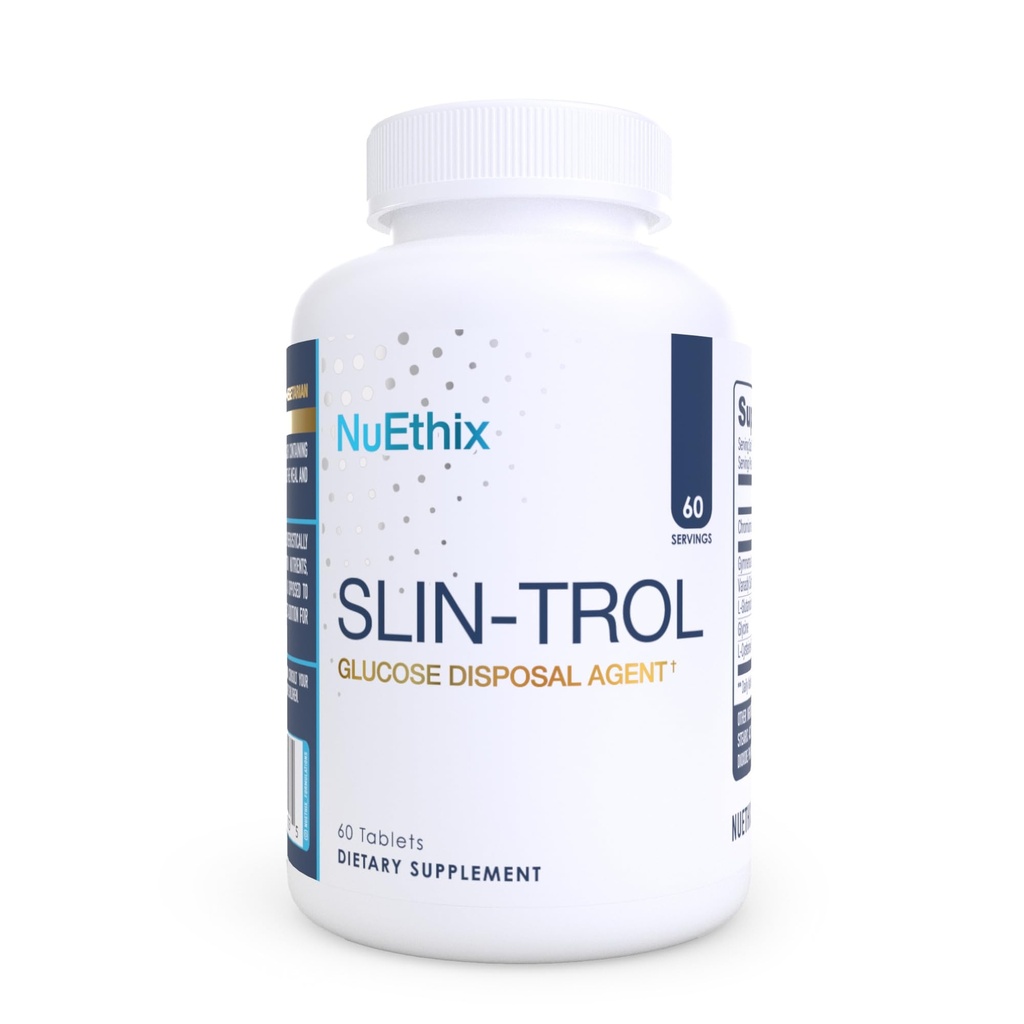 NuEthix Formulacije SLIN-trol, glukozne tablete za odstranjevanje za moške in ženske, Nutrient Partition dodatek s kromovim polinikotinatom, & glicin, učinkovita absorpcija ogljikovih hidratov, ne- GMO, 60 Servingati