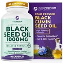 PurePremium Black Seed Oil 500mg - Organic Nigella Sativa Semena, hladno stiskano črno Cumin Oil Extract - las / kože Dopolnilo za moške / ženske pakiranje po 90 kapsul