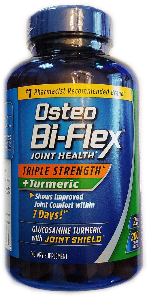 Osteo Bi-Flex, trojna moč + kurkuma, 200 tablet, z glukozamin HCI in kurkumin, skupni dodatek za moške in ženske